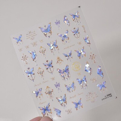 1 vnt. 5D lazeriu blizgantys japoniški nagų dailės lipdukai Prabangūs mėlyni žalia povai raudoni fenikso nagų dekoravimo lipdukai „pasidaryk pats“ nagų priedai