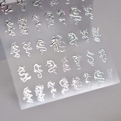 1 vnt. 5D lazeriu blizgantys japoniški nagų dailės lipdukai Prabangūs mėlyni žalia povai raudoni fenikso nagų dekoravimo lipdukai „pasidaryk pats“ nagų priedai