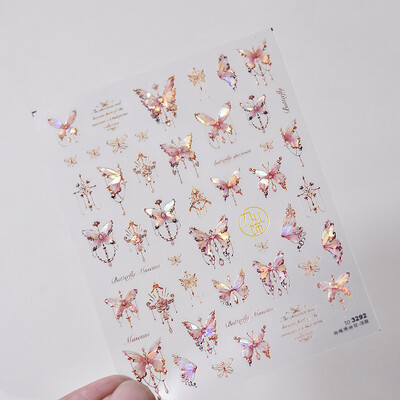 1 vnt. 5D lazeriu blizgantys japoniški nagų dailės lipdukai Prabangūs mėlyni žalia povai raudoni fenikso nagų dekoravimo lipdukai „pasidaryk pats“ nagų priedai