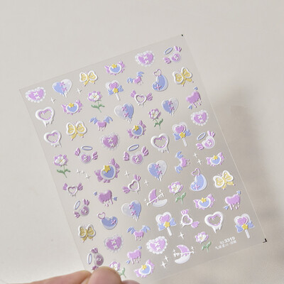 1 vnt. 5D lazeriu blizgantys japoniški nagų dailės lipdukai Prabangūs mėlyni žalia povai raudoni fenikso nagų dekoravimo lipdukai „pasidaryk pats“ nagų priedai