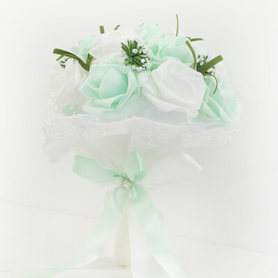 YO CHO Νυφική ανθοδέσμη Bridesmaid Artificial PE Rose Flower Fake Pearl Pink Bouquet Wedding Supplies Διακοσμήσεις Φεστιβάλ