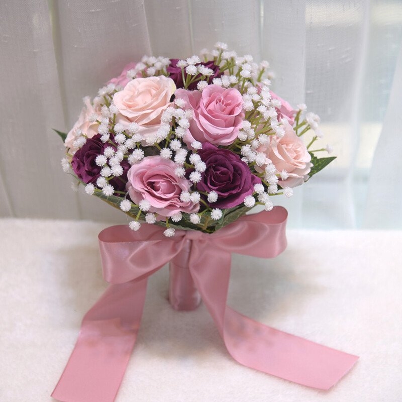 Μπουκέτο γάμου νυφικής παράνυμφος Μεταξωτό τεχνητό τριαντάφυλλο παιώνιας Λουλούδια νύφης που κρατά λουλούδια Μαριάζ ανθοδέσμη Αξεσουάρ γάμου