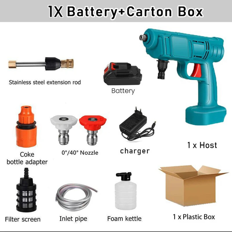 Ασύρματο πιστόλι ψεκασμού υψηλής πίεσης 200W 30Bar Γεννήτρια πιστολιού πλυντηρίου αυτοκινήτου WaterGun Cleaner Πλυντήριο αυτοκινήτων για μπαταρία Makita 18V