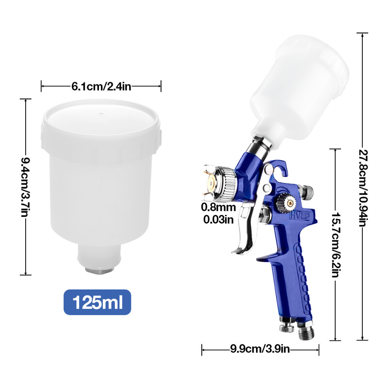 HVLP Mini H-2000 Small Handheld Pneumatic Paint Spray Gun Set， DIY Spraying / Primer αυτοκινήτου / Πνευματικά εργαλεία ψεκασμού επίπλων