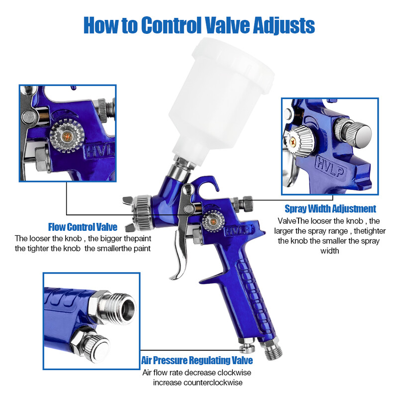 HVLP Mini H-2000 Small Handheld Pneumatic Paint Spray Gun Set， DIY Spraying / Primer αυτοκινήτου / Πνευματικά εργαλεία ψεκασμού επίπλων