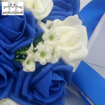 perfectlifeoh Royal Blue Beautiful Foam Roses Τεχνητό λουλούδι Μπουκέτο Νύφης Μπουκέτο Διακοσμητικό πάρτι για διακόσμηση γάμου