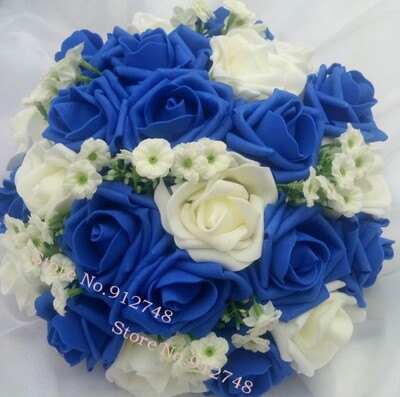 perfectlifeoh Royal Blue Beautiful Foam Roses Τεχνητό λουλούδι Μπουκέτο Νύφης Μπουκέτο Διακοσμητικό πάρτι για διακόσμηση γάμου