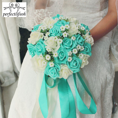 perfectlifeoh Royal Blue Beautiful Foam Roses Τεχνητό λουλούδι Μπουκέτο Νύφης Μπουκέτο Διακοσμητικό πάρτι για διακόσμηση γάμου