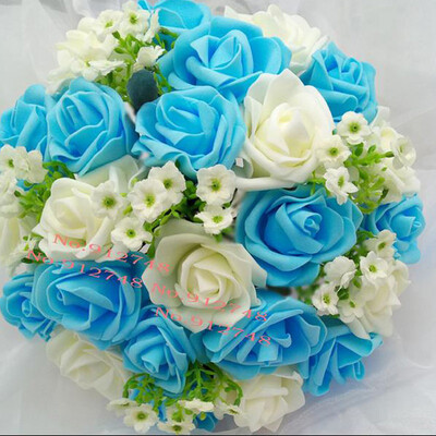 perfectlifeoh Royal Blue Beautiful Foam Roses Τεχνητό λουλούδι Μπουκέτο Νύφης Μπουκέτο Διακοσμητικό πάρτι για διακόσμηση γάμου