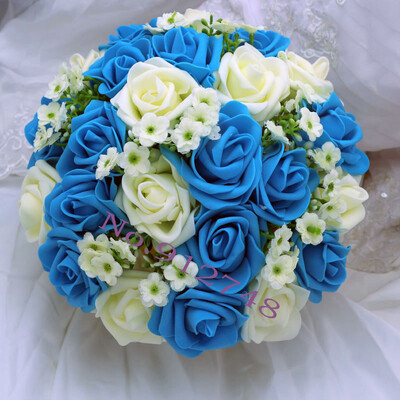 perfectlifeoh Royal Blue Beautiful Foam Roses Τεχνητό λουλούδι Μπουκέτο Νύφης Μπουκέτο Διακοσμητικό πάρτι για διακόσμηση γάμου