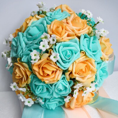 perfectlifeoh Royal Blue Beautiful Foam Roses Τεχνητό λουλούδι Μπουκέτο Νύφης Μπουκέτο Διακοσμητικό πάρτι για διακόσμηση γάμου