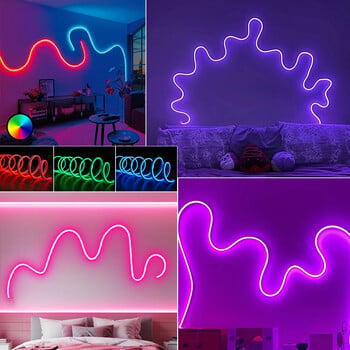 TUYA LED светлина за спалня 5V Smart Neon Strip Lights 5M/16.4ft RGB Led Night Light Strips with Remote Control and APP Control