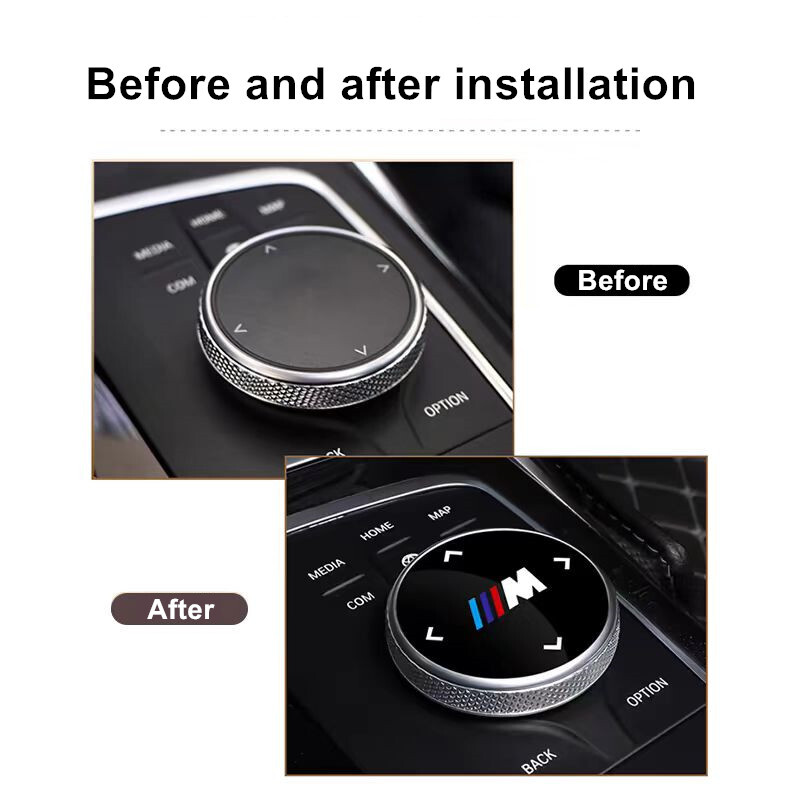 Autocolant pentru buton de acoperire pentru buton multimedia pentru BMW M Power M3 M4 M5 G42 G30 G20 E39 E36 E87 E53 F44 F07 F34 G15 G16 G23 G22