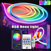 5V RGB neoninė juostelė 1M 2M 3M 5M USB vandeniui atspari lanksti juostelė neoniniai žibintai su Bluetooth nuotolinio valdymo pulteliu namų dekoravimui