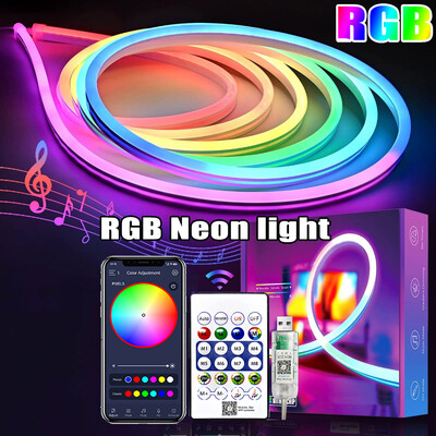 5V RGB Neon Strip Light 1M 2M 3M 5M USB αδιάβροχη εύκαμπτη ταινία με κορδέλα Φώτα νέον με τηλεχειριστήριο Bluetooth για διακόσμηση σπιτιού