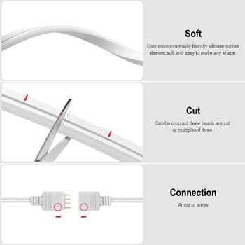 DC12V/24V EU Plug RGB неонова лента 1/2/3/4/5/10/15M Tuya WiFi неонова LED лента Smart Life Работа с Alexa за неоново деко осветление