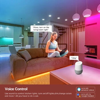 DC12V/24V EU Plug RGB неонова лента 1/2/3/4/5/10/15M Tuya WiFi неонова LED лента Smart Life Работа с Alexa за неоново деко осветление