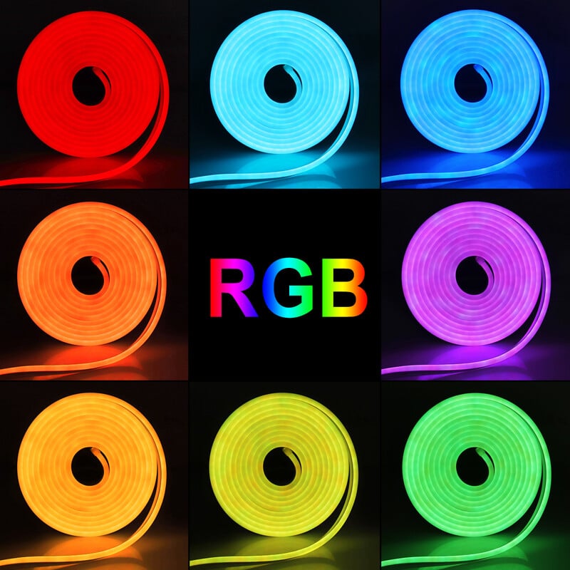 DC12V/24V EU Plug RGB Neon Strip 1/2/3/4/5/10/15M Tuya WiFi Neon LED Strip Smart Life Work with Alexa for Neon Deco Lighting