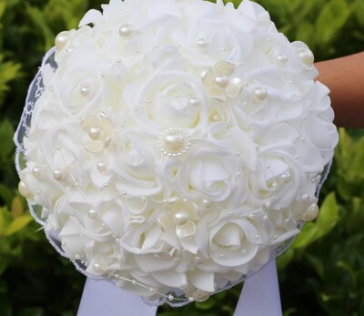 Λευκό αφρό pe λουλούδι δυτικού στυλ γάμος νύφη ανθοδέσμη παράνυμφος προμήθειες γάμου δαντέλα σύνορα πραγματική ανθοδέσμη