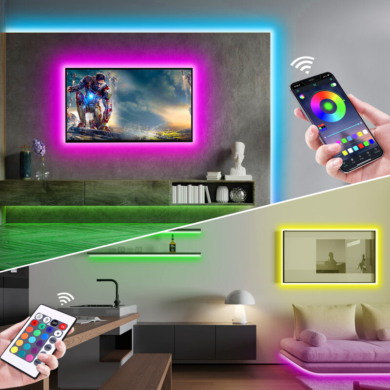 DC5V USB RGB neonska LED traka, 1/2/3/4/5M IP65 vodootporna neonska traka Bluetooth aplikacija i daljinski upravljač za neonsku ukrasnu rasvjetu