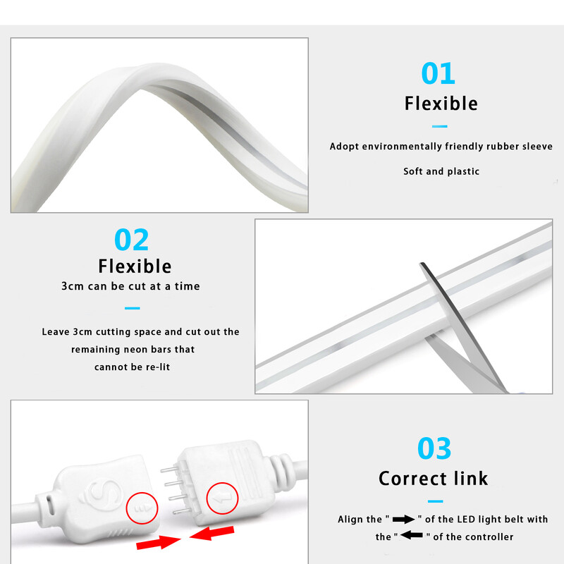 DC5V RGB Neon λωρίδα LED 1M 2M 3M 4M 5M WiFi Neon RGB Strip Work with Tuya App/Smart Life/Alexa for TV Home Neon Decor Lighting