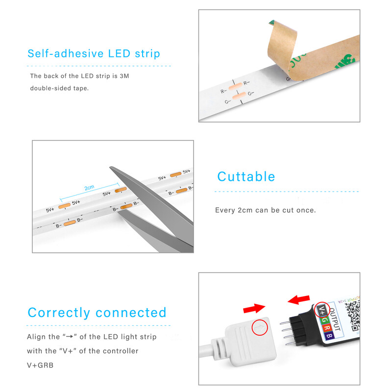 Φως τηλεόρασης LED 1M 2M 3M 5V USB Bluetooth RGB COB Λωρίδα LED Οπίσθιος φωτισμός Έξυπνη λωρίδα LED Φως Για τηλεόραση HDTV διακόσμηση φόντου Φωτισμός
