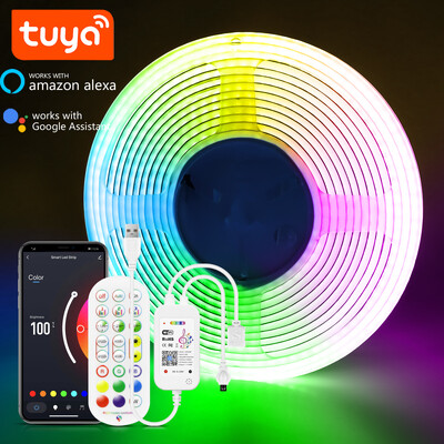 DC5V RGB COB LED szalag 1M 2M 3M WiFi COB RGB LED szalaglámpa Működés Tuya App/Smart Life/Alexa segítségével TV-hez otthoni dekorációs világítás