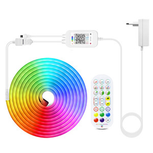 12V/24V EU βύσμα RGB Neon LED Λωρίδα, 1/2/3/4/5/10/15M Αδιάβροχο RGB Neon Strip Εφαρμογή Bluetooth και τηλεχειριστήριο για φωτισμό Neon Decor