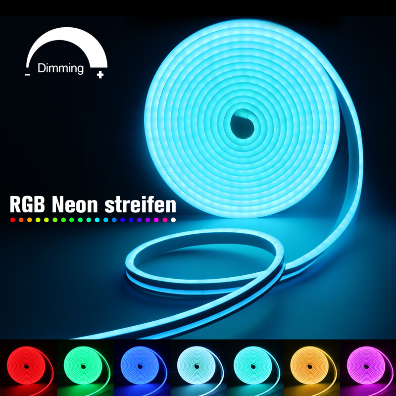 12V/24V EU βύσμα RGB Neon LED Λωρίδα, 1/2/3/4/5/10/15M Αδιάβροχο RGB Neon Strip Εφαρμογή Bluetooth και τηλεχειριστήριο για φωτισμό Neon Decor