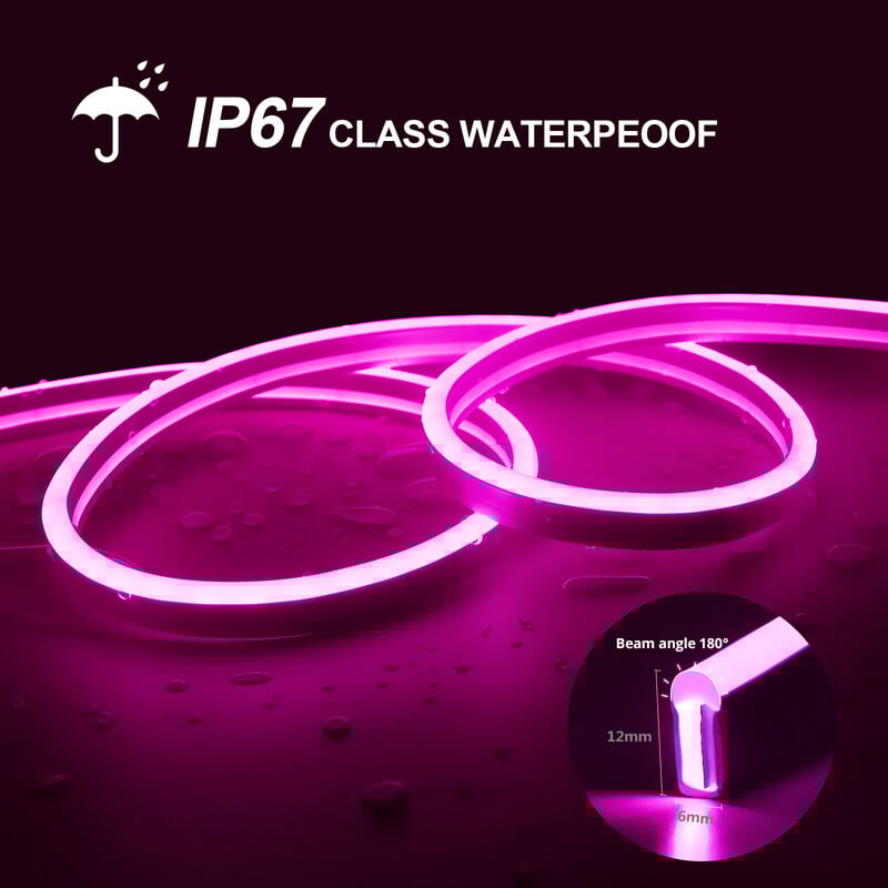 12V/24V EU βύσμα RGB Neon LED Λωρίδα, 1/2/3/4/5/10/15M Αδιάβροχο RGB Neon Strip Εφαρμογή Bluetooth και τηλεχειριστήριο για φωτισμό Neon Decor