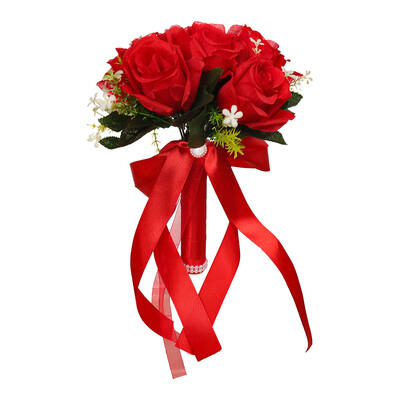 Μεταξωτές ανθοδέσμες γάμου Νυφική ανθοδέσμη Λευκά μεταξωτά λουλούδια τριαντάφυλλα Τεχνητό μπουκέτο νύφης που κρατά λουλούδια αξεσουάρ γάμου