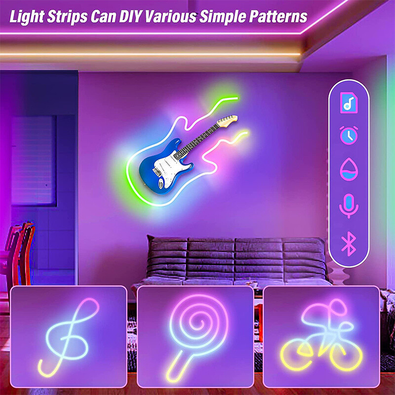 5V Neon Strip Light RGBIC Bluetooth Neon Led Strip Lights 1M 2M 3M 5M αδιάβροχο Flex Ribbon Led Tape for the Room Decor Strip