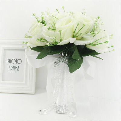 Műrózsa koszorúslány csokor kis esküvői virágok menyasszonyi csokor selyem virágok fehér romantikus esküvői csokor menyasszonyoknak