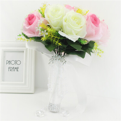 Műrózsa koszorúslány csokor kis esküvői virágok menyasszonyi csokor selyem virágok fehér romantikus esküvői csokor menyasszonyoknak