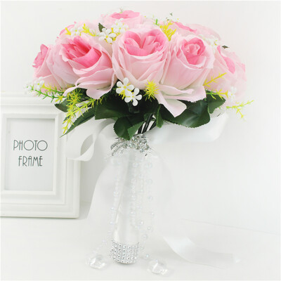 Műrózsa koszorúslány csokor kis esküvői virágok menyasszonyi csokor selyem virágok fehér romantikus esküvői csokor menyasszonyoknak