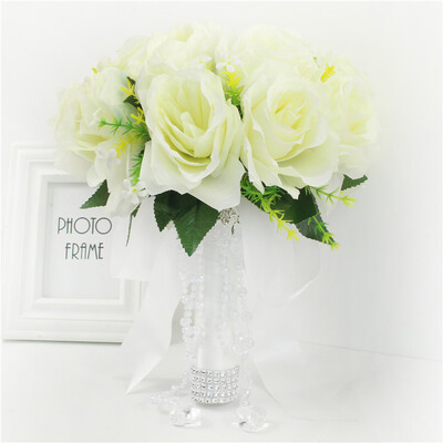 Műrózsa koszorúslány csokor kis esküvői virágok menyasszonyi csokor selyem virágok fehér romantikus esküvői csokor menyasszonyoknak