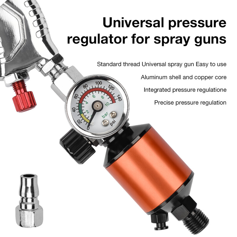 Integruotas oro reguliatorius su oro filtru, didelio našumo oro slėgio reguliatoriaus rinkinys, skirtas purkštuvams ir pneumatiniams įrankiams (1/4 NPT)