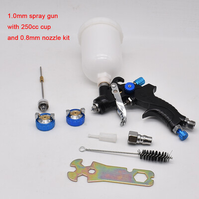 Mini pihustuspüstol 1,0 mm autovärvi pihustuspüstol 0,8 mm düüsikomplekt 400CC/250CC paagi õhuvärvipüstol koos värvisegamistopsi ja adapteriga