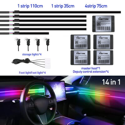 18 σε 1 Full Color Streamer Φώτα Περιβάλλοντος Αυτοκινήτου RGB 64 Έγχρωμη Universal LED Κρυφή Ακρυλική Λωρίδα Συμφωνικής Ατμόσφαιρας