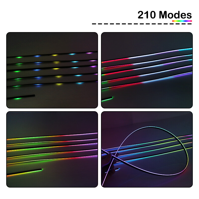 18 σε 1 Full Color Streamer Φώτα Περιβάλλοντος Αυτοκινήτου RGB 64 Έγχρωμη Universal LED Κρυφή Ακρυλική Λωρίδα Συμφωνικής Ατμόσφαιρας