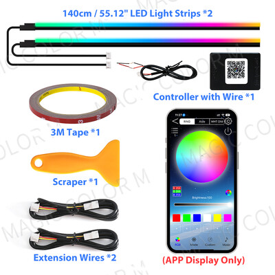 140cm 55,12" Ηλιοροφή αυτοκινήτου Φώτα περιβάλλοντος LED Skylight Symphony RGB Εσωτερικές ακρυλικές λωρίδες Διακόσμηση Ατμόσφαιρα Λαμπτήρα Εφαρμογής Έλεγχος