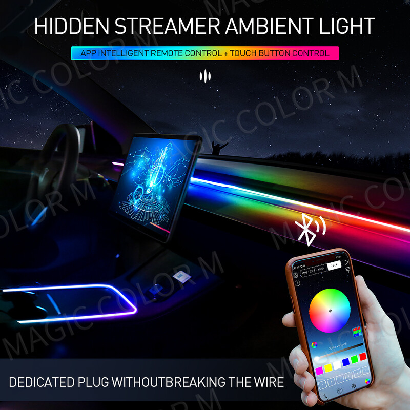 140cm 55,12" Ηλιοροφή αυτοκινήτου Φώτα περιβάλλοντος LED Skylight Symphony RGB Εσωτερικές ακρυλικές λωρίδες Διακόσμηση Ατμόσφαιρα Λαμπτήρα Εφαρμογής Έλεγχος