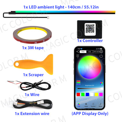 140 εκ. 55,12" Φωτισμός περιβάλλοντος αυτοκινήτου LED Symphony RGB Εσωτερικές ακρυλικές λωρίδες Διακόσμηση ταμπλό κονσόλας Έλεγχος εφαρμογής φωτισμού ατμόσφαιρας