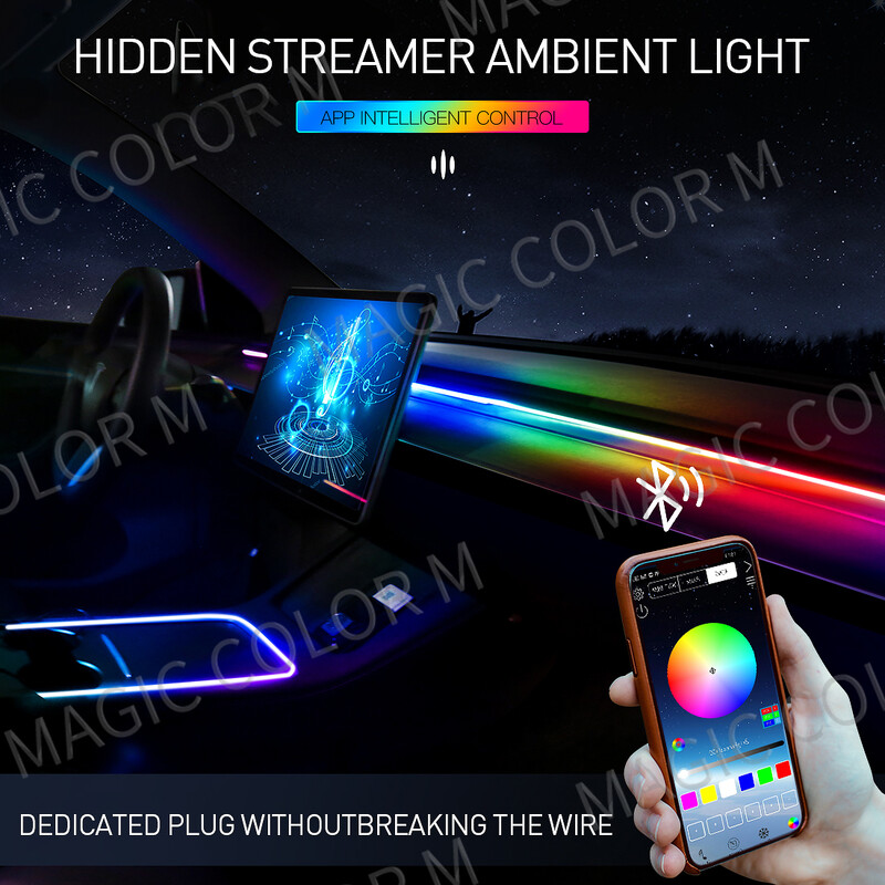 140 εκ. 55,12" Φωτισμός περιβάλλοντος αυτοκινήτου LED Symphony RGB Εσωτερικές ακρυλικές λωρίδες Διακόσμηση ταμπλό κονσόλας Έλεγχος εφαρμογής φωτισμού ατμόσφαιρας