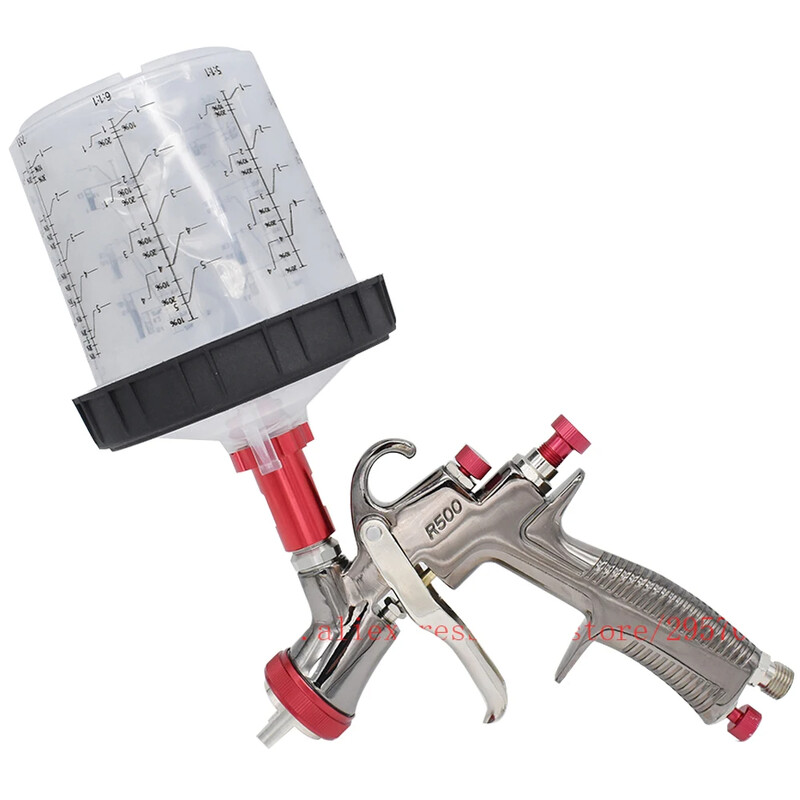LVLP pihustuspüstoli täiskomplekt R500 autovärvipüstol koos õhuregulaatori, värvisegamistopsi ja pihustuspüstoli adapteriga autode ja koduvärvimise jaoks