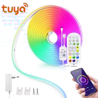 Tuya Smart Neon Reklám 12V LED szalag Neon Fények WiFi Bluetooth RGB Life Tape Room Decor Alexa Google Home Fita De Led Inteligente