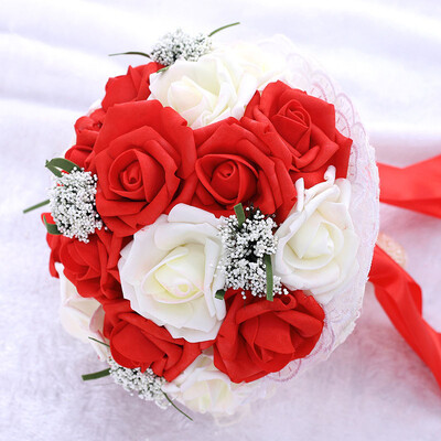 European Retro Beautiful Roses Φύλλα ευκαλύπτου Τεχνητά λουλούδια για Αξεσουάρ διακόσμησης γάμου σπιτιού 3 μπουκέτα