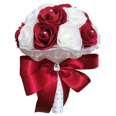 European Retro Beautiful Roses Φύλλα ευκαλύπτου Τεχνητά λουλούδια για Αξεσουάρ διακόσμησης γάμου σπιτιού 3 μπουκέτα