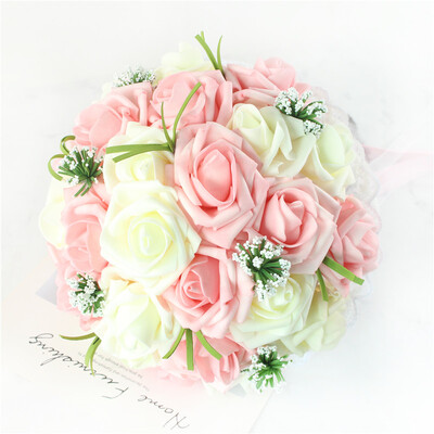 European Retro Beautiful Roses Φύλλα ευκαλύπτου Τεχνητά λουλούδια για Αξεσουάρ διακόσμησης γάμου σπιτιού 3 μπουκέτα