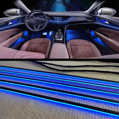 75CM/110CM, skirta RGB LED juostai 64 spalvų automobilio aplinkos apšvietimui, akrilo optinio pluošto juostelės prietaisų skydelio keitimui skirta lemputė 12V
